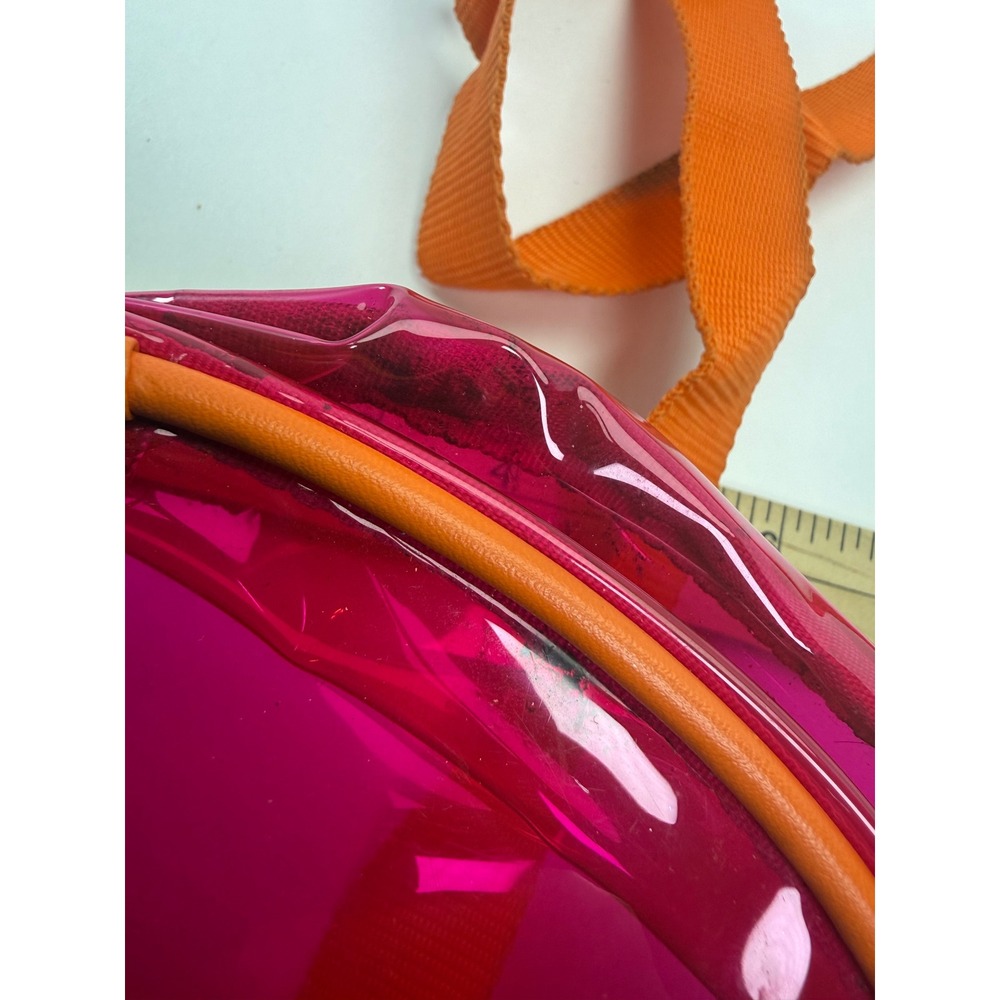 Fila Mini Backpack Pink Clear PVC Round Festival Bag Orange Straps See Through - Picture 4 of 5